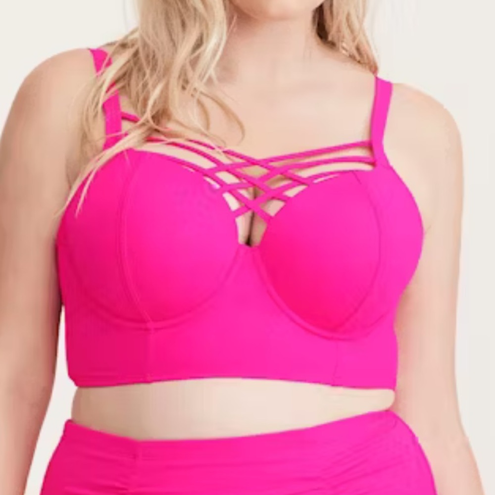 Torrid Pink Bikini with Strappy Design